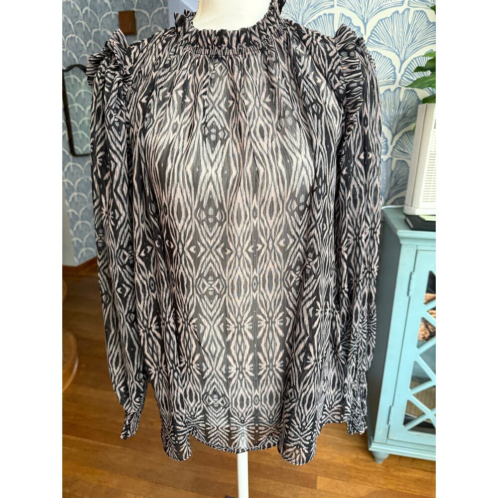 NWT Olivaceous Ruffled Black and Purple Blouse